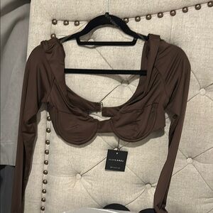 J Lux Label Brown Long Sleeve Top